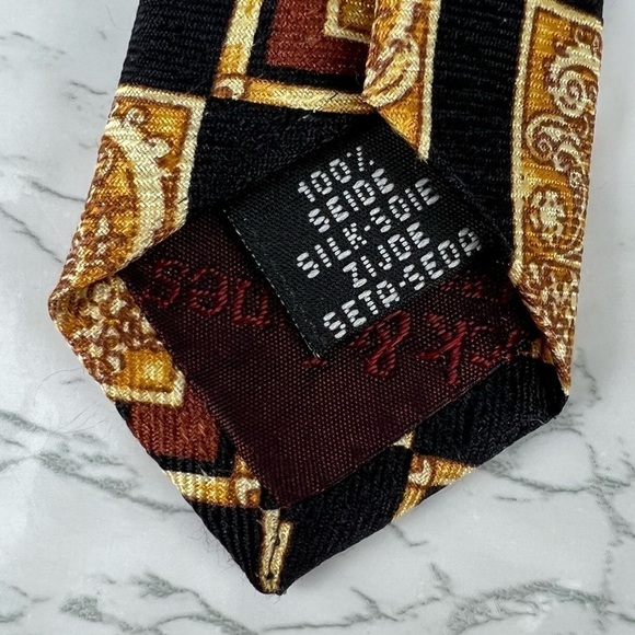 Bullock & Jones San Francisco Bold Silk Italian Necktie Made In Italy Gold Tie - Picture 5 of 8